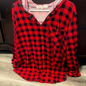 Red & Black Plaid Blouse